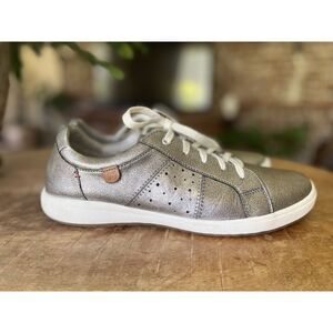 Josef Seibel Caspian Sneakers Silver Leather Casual Lace Up Women's 40 US 9 9.5